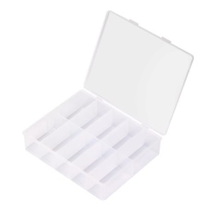 Pudełko ekspozytor kasetka box organizer na ozdoby przezroczysty 10 komór